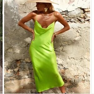 Rat & Boa Lime Green Slip Dress